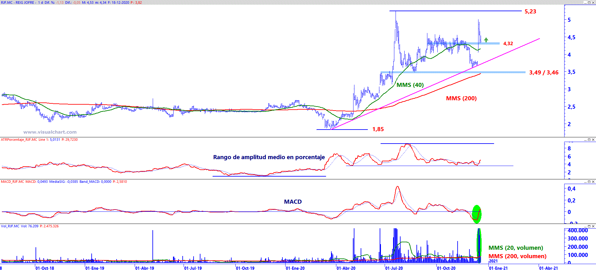 Analisis grafico Reig Jofre a 20 de diciembre 2020